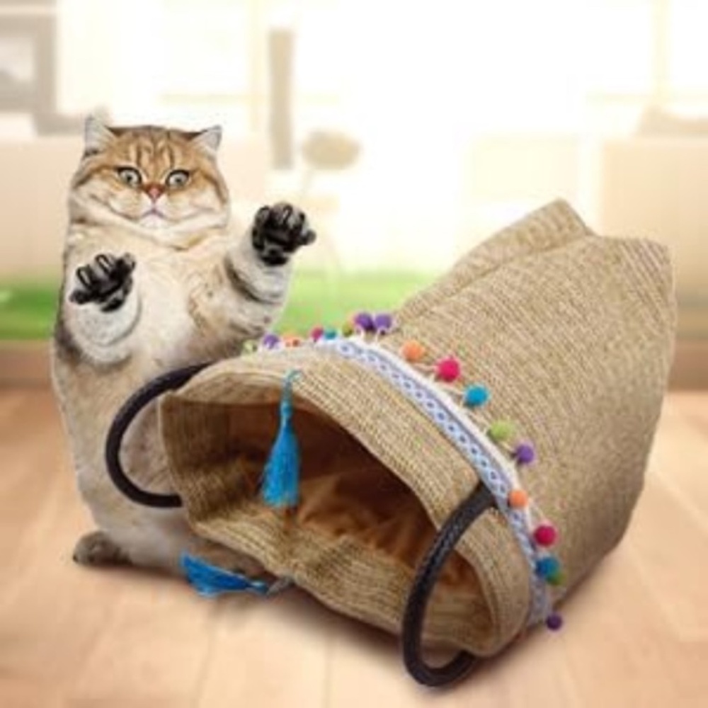 ALL FOR PAWS Cat Crinkle Sack Kitten Tunnel and Hideout Toys, Funny Interactive